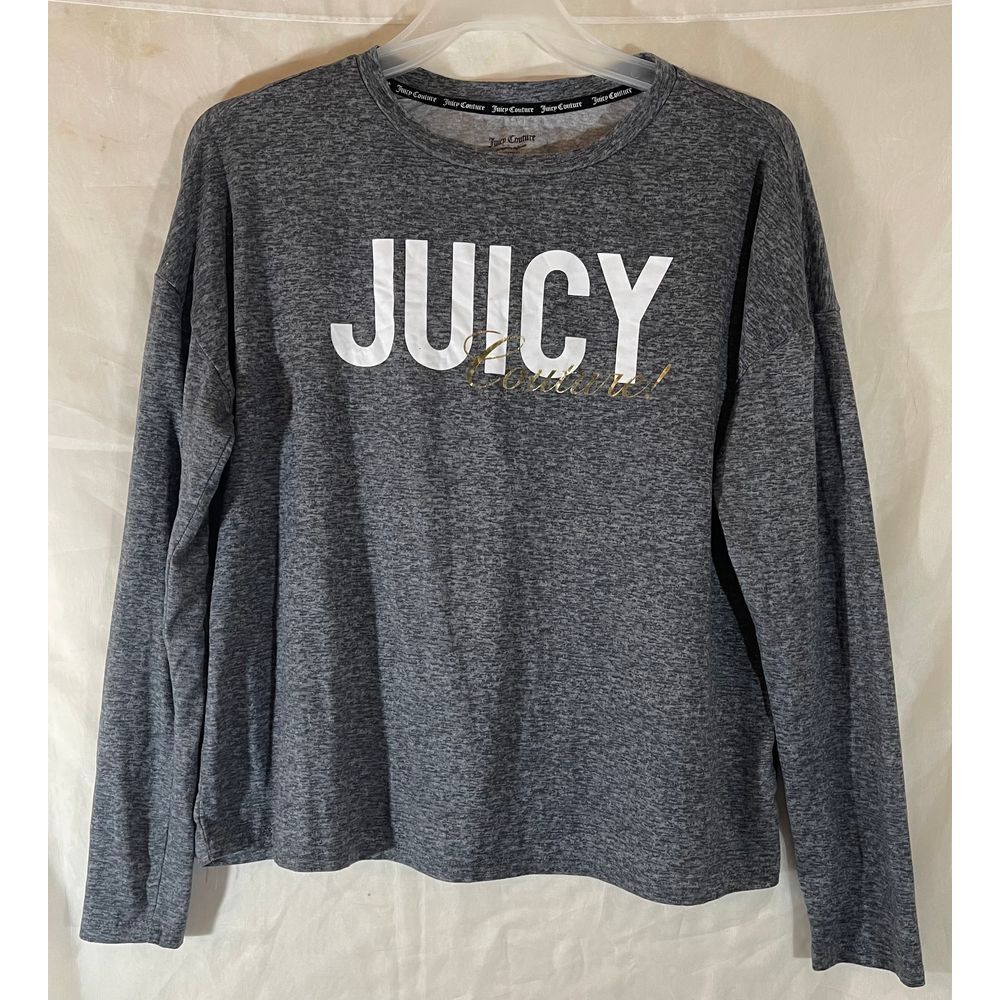 Juicy Couture Gray Long Sleeve Logo T-Shirt Casual Cotton Loungewear size M